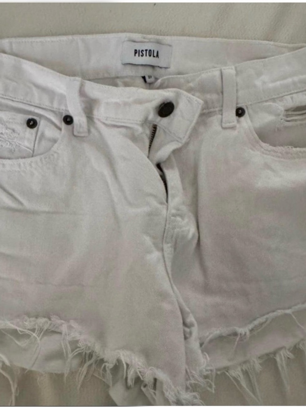 Pistola White High-Waist Denim Shorts with Button Fly